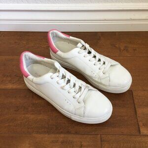Kurt Geiger London Womens 9.5 US White Pink Leather Low Top Lace Sneakers